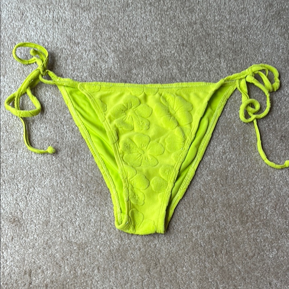 Neon Yellow Floral Bikini Bottom
